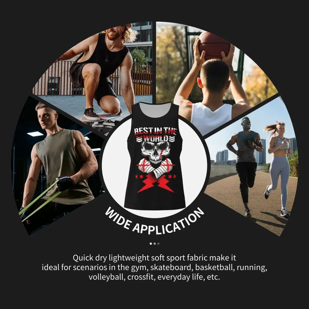 Graphic Wrestling CM Punk Best In The World Workout Tank Tops Sleeveless Shirt Bodybuilding Fitness Gym Compression Vest