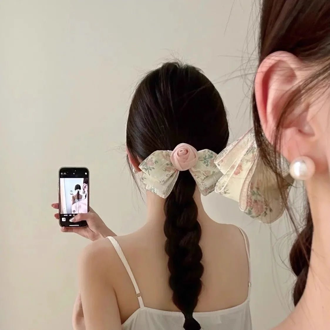 Fabric Rose Hair Clip Small Fragmented Flower Horse Tail Hair Clip Sweet and Cute Bow Headpiece