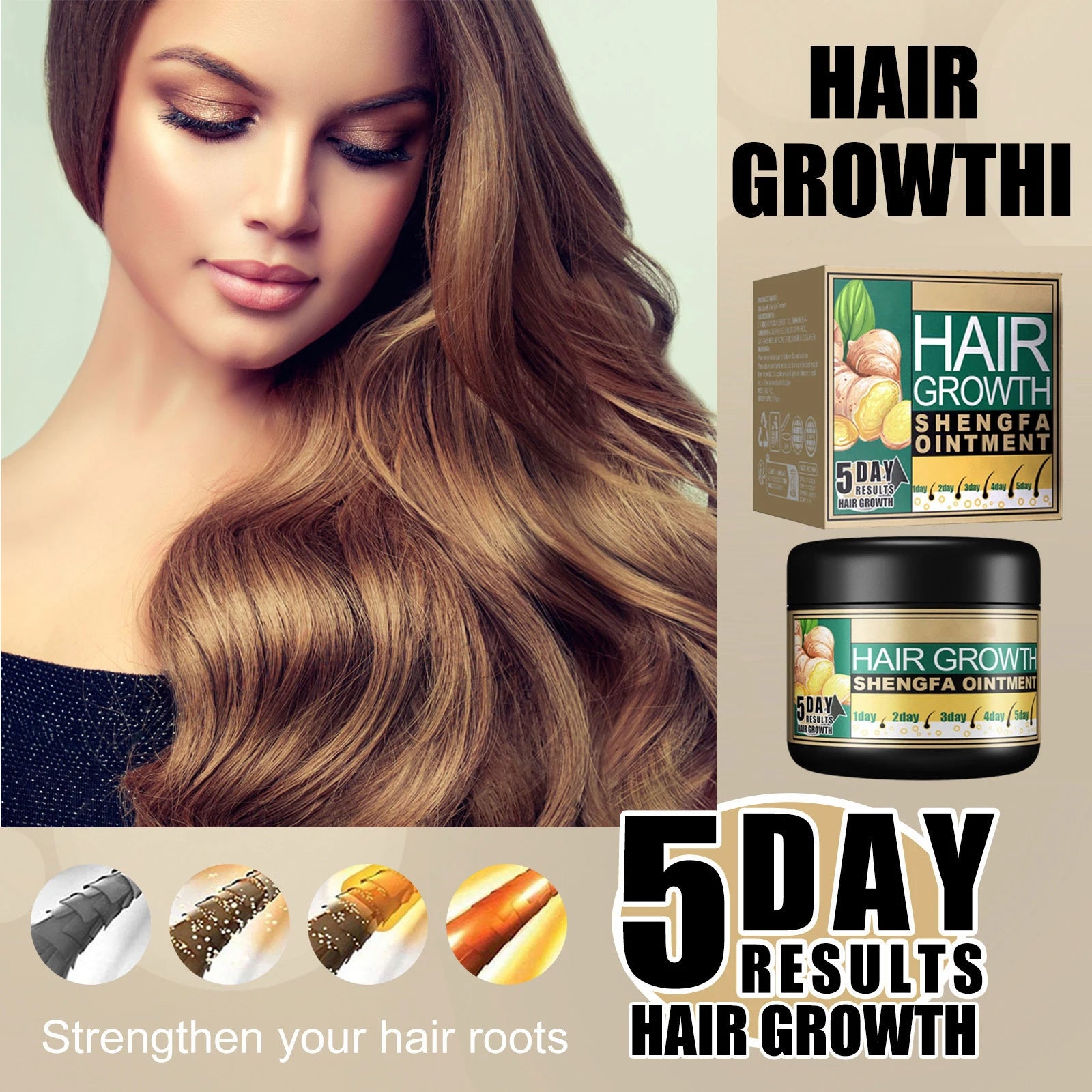 Ginger Hair Care Cream Hair Growth Relieve Hair Loss Baldness Scalp Massage Stimulate Follicle Dense Strengthener Smoothing Care