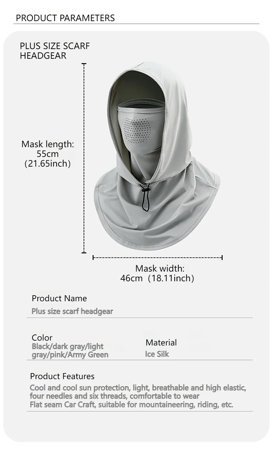 Full Face Mask Sun Protection Windproof Hat Motorcycle Riding Sports Cap Neck Protect Outdoor Sunscreen Breathable Fishing Mask