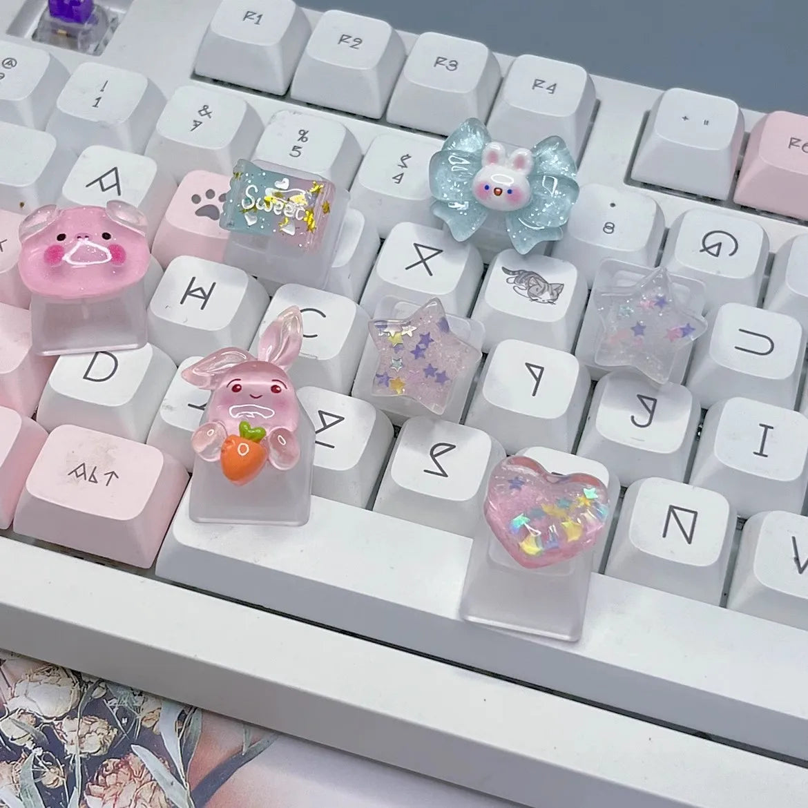 Keycap Games Backlit Cat Paw DIY Star Key Cap Mechanical Keyboards Keycaps for Mechanical Keyboards R4 Height Cherry MX Axis