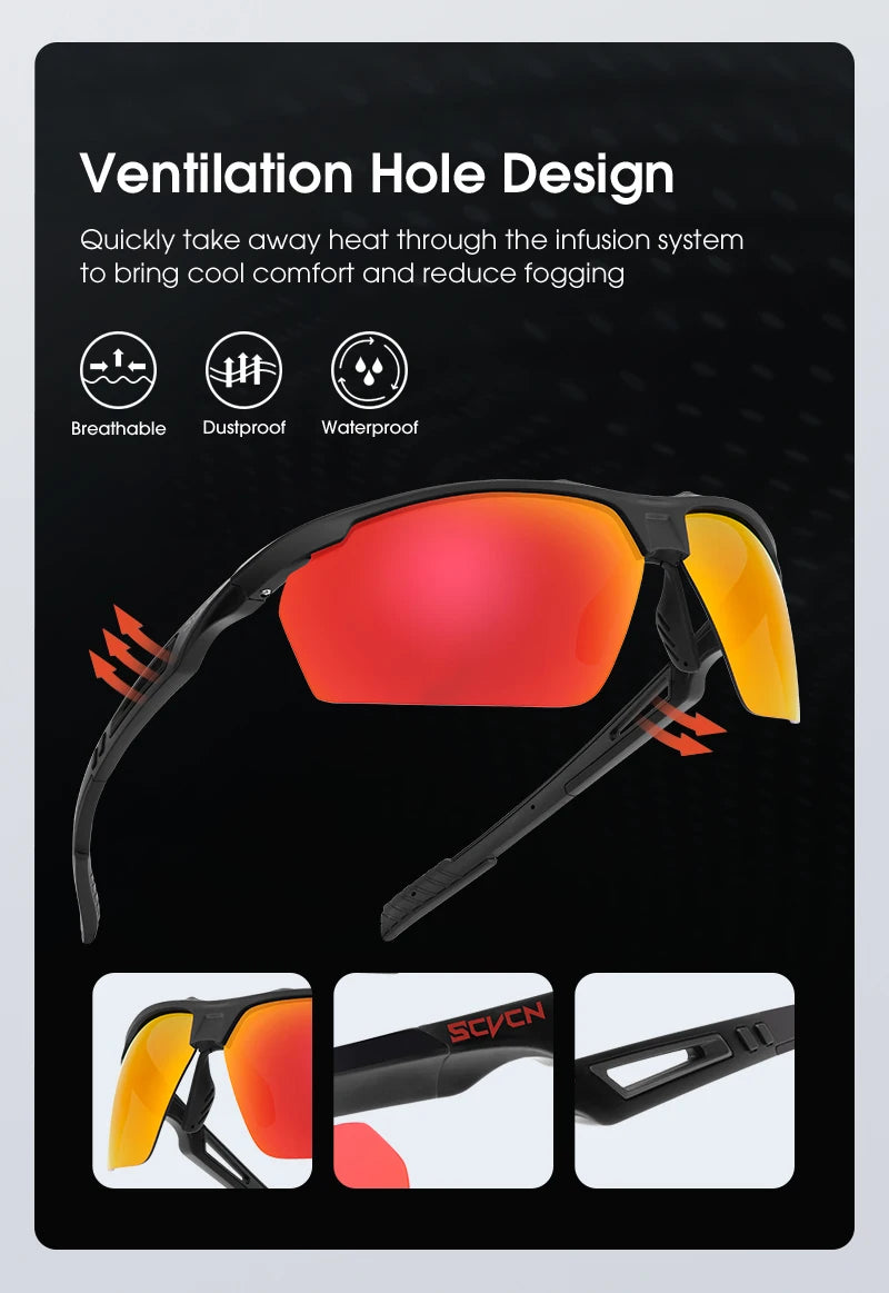 SCVCN Polarized Cycling Glasses Sports Men Women Sunglasses Mountain Road Bike Bicycle Goggles Riding Protection Eyewear 1lens