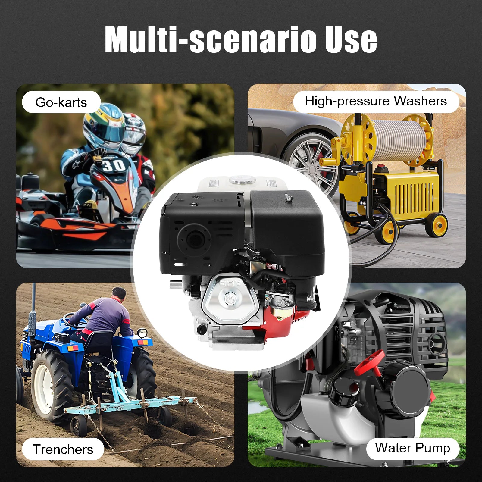 9700W 15HP 420CC Gasoline Engine 4 Stroke Gas Motor Low Noise Air Cooling 3600r/min 1.72Gal Large Fuel Tank