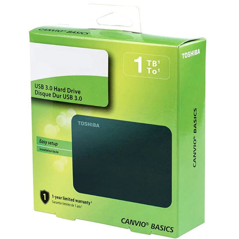 Toshiba A3 HDTB410YK3AA Canvio Basics 500GB 1TB 2TB 4TB Disco Rígido Externo Portátil USB 3.0, Preto
