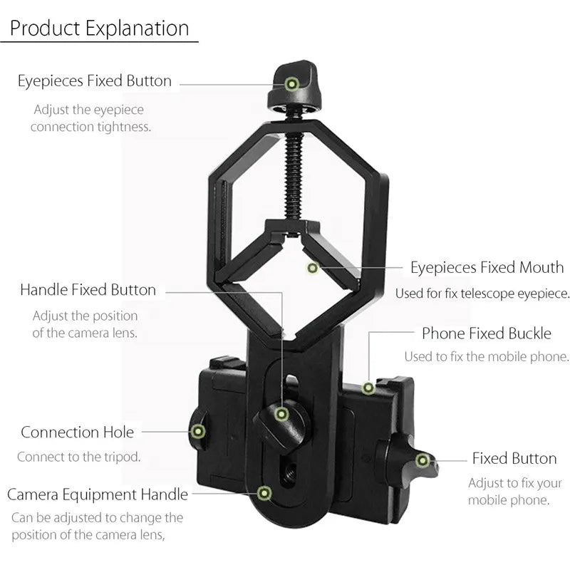 ERIKOLE Universal Cell Phone Adapter Clip Mount Binocular Monocular Spotting Scope Telescope Phone Holder Support Eyepiece