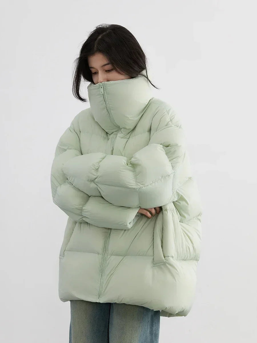 CHIC VEN Women's Down Coats Korean Stand Collar Simple Solid Color Warm Casual Jackets Soft Fashion Female Clothing Winter 2025