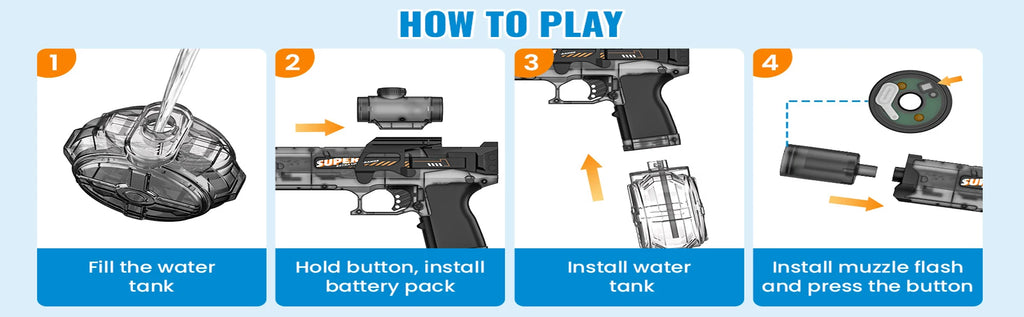 Summer Outdoor Fully Automatic Electric Water Gun Toy With Lights, Boys Beach Pool Battle Shooting Gun Toy Gift