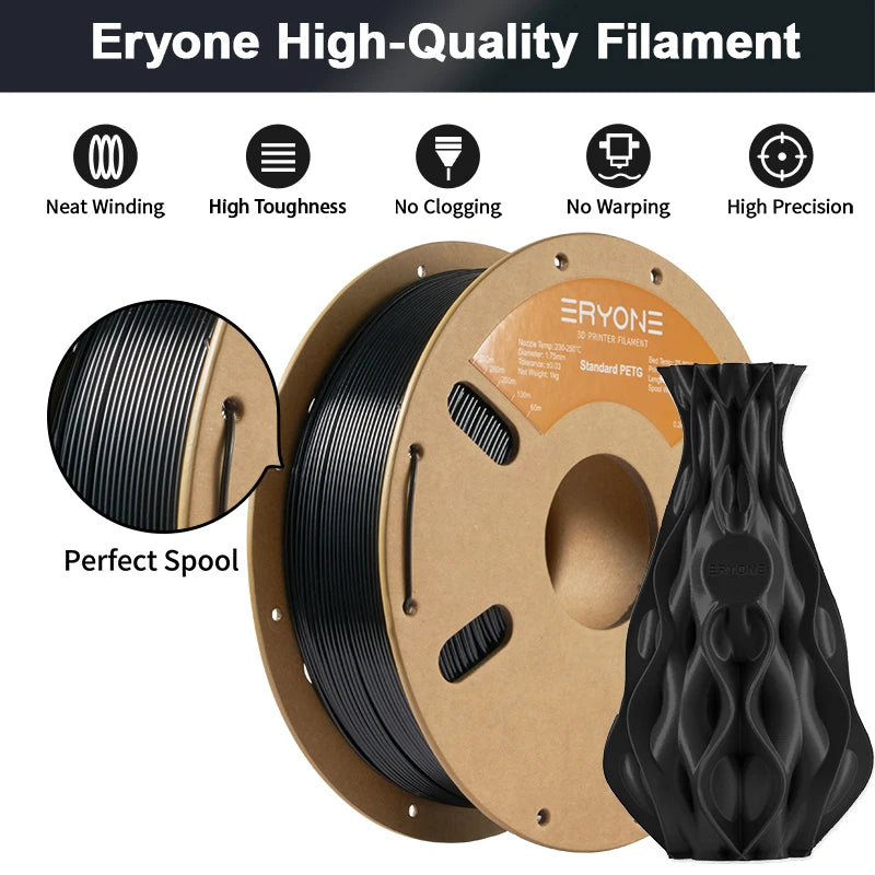 ERYONE 1/5/10KG PETG Filament 3D Print 1.75mm,Multicolor Available,1kg petg filament,3D Printing Filament Wholesal ,1KG/Spool