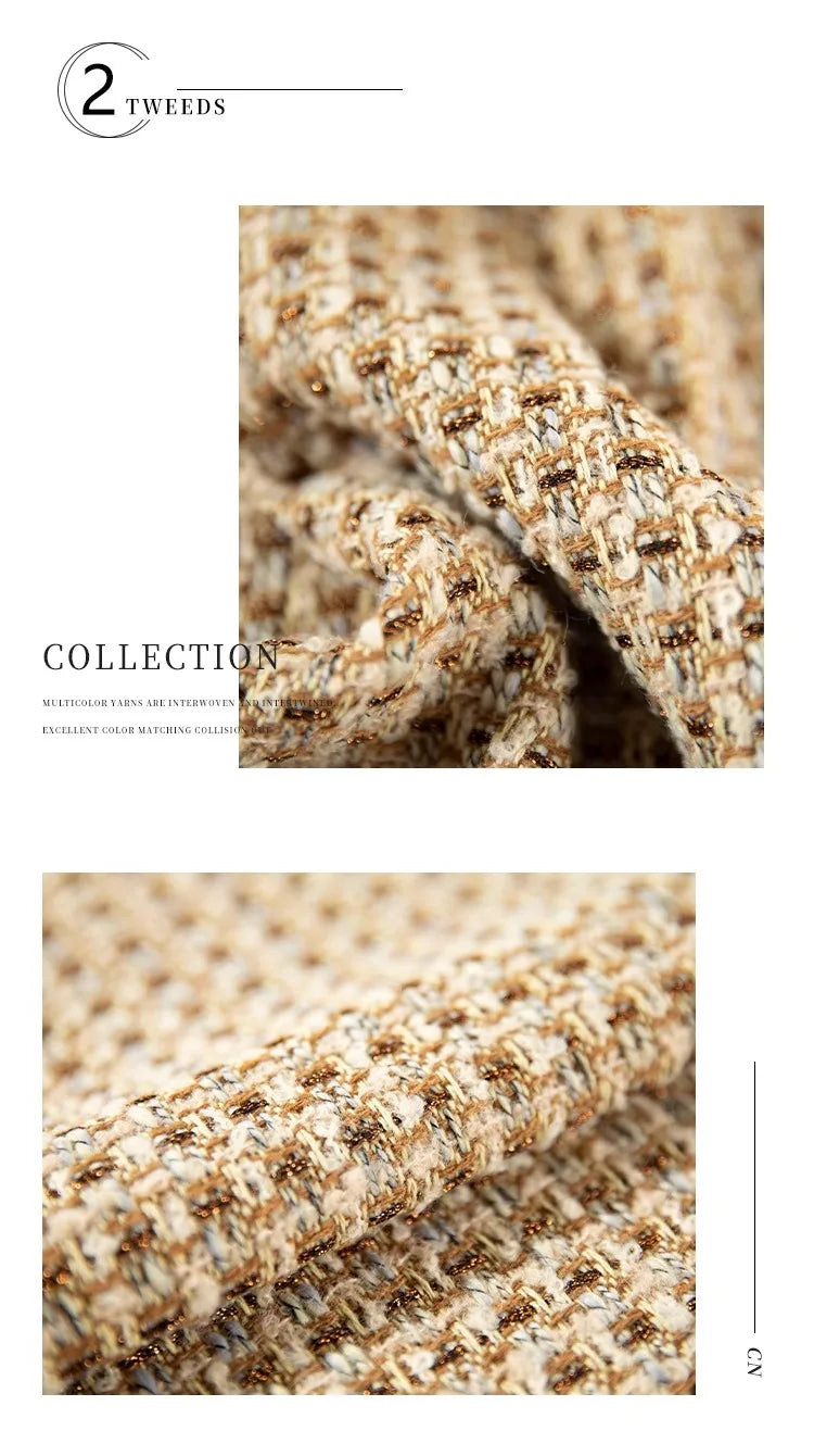 Retro Style High-grade Tweed Coat Fabric By Meters for Clothes Skirts Sewing Striped Pattern Wool Polyester Designer Cloth Drape