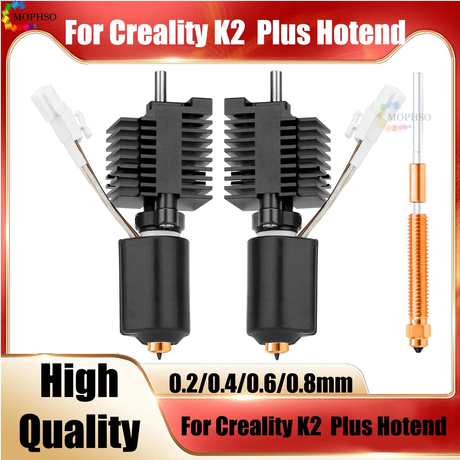 For Creality K2 Plus Hotend Ceramic Heating Block Kit 0.4mm All-metal Integrated Quick swap Nozzle 350°C for Creality K2P Combo