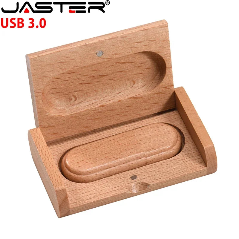 JASTER Wooden USB 3.0 Flash Drives 128GB Free Custom Logo Pen drive 64GB 32GB with Box Memory Stick Creative gift Laptop U disk