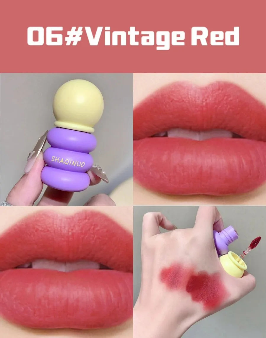SHAQINUO Matte Lip Clay Lip Glaze, Contrasting Colors Matte Velvet Lip Clay Long-lasting Color Non-drying Lipstick
