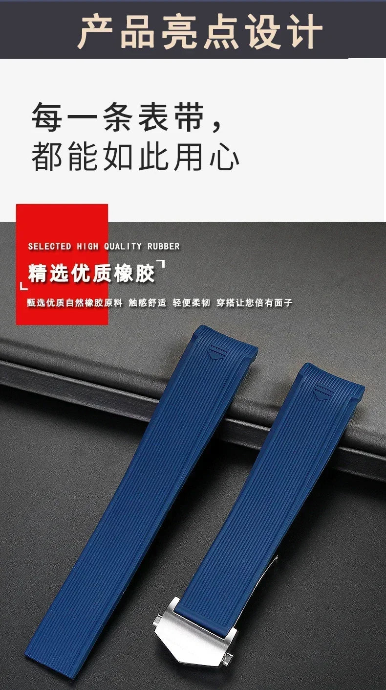 Silicone Watch Straps For Tag Heuer CARRERA AQUARACER 300 WAY201A WAY211C Rubber Black Blue Watch Accessories Band 22mm
