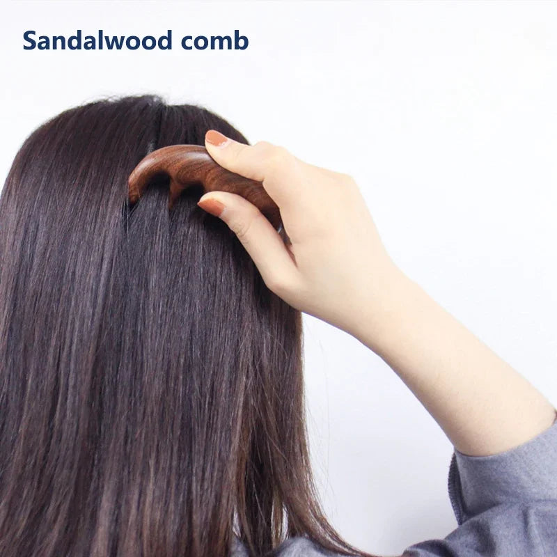 massager  Acupoint Massager Head Sandalwood Hair Comb Scalp Relax Portable Wooden Handle Comb Anti-static Styling Tool