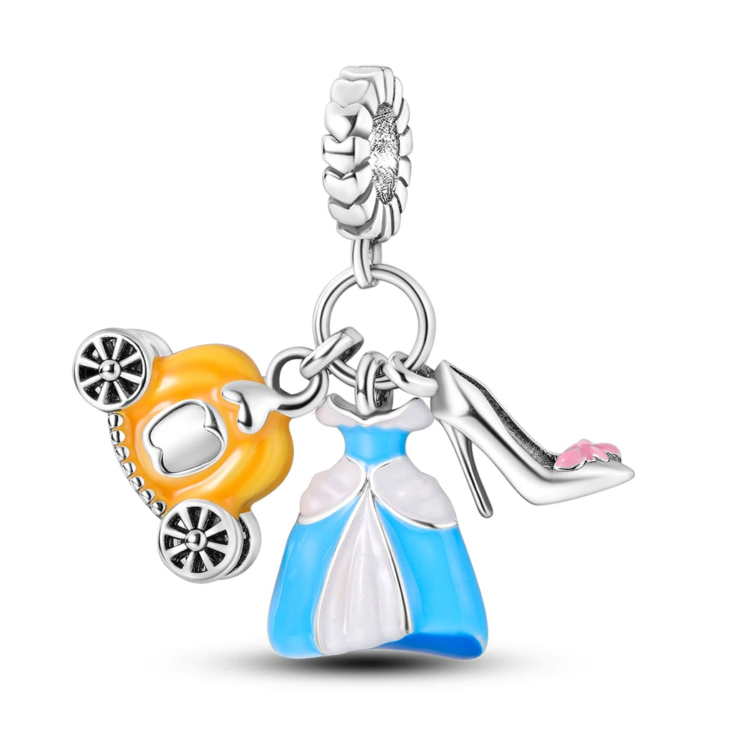 925 Silver Lipstick High Heels Charms For Lady Pendant Fit Original Bracelet DIY Ornament