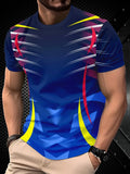 Plus Size Men's 3D Print T-Shirt Summer Casual Round Neck Short Sleeved Top Running Fitness Exercise High-End T-Shirts for Men