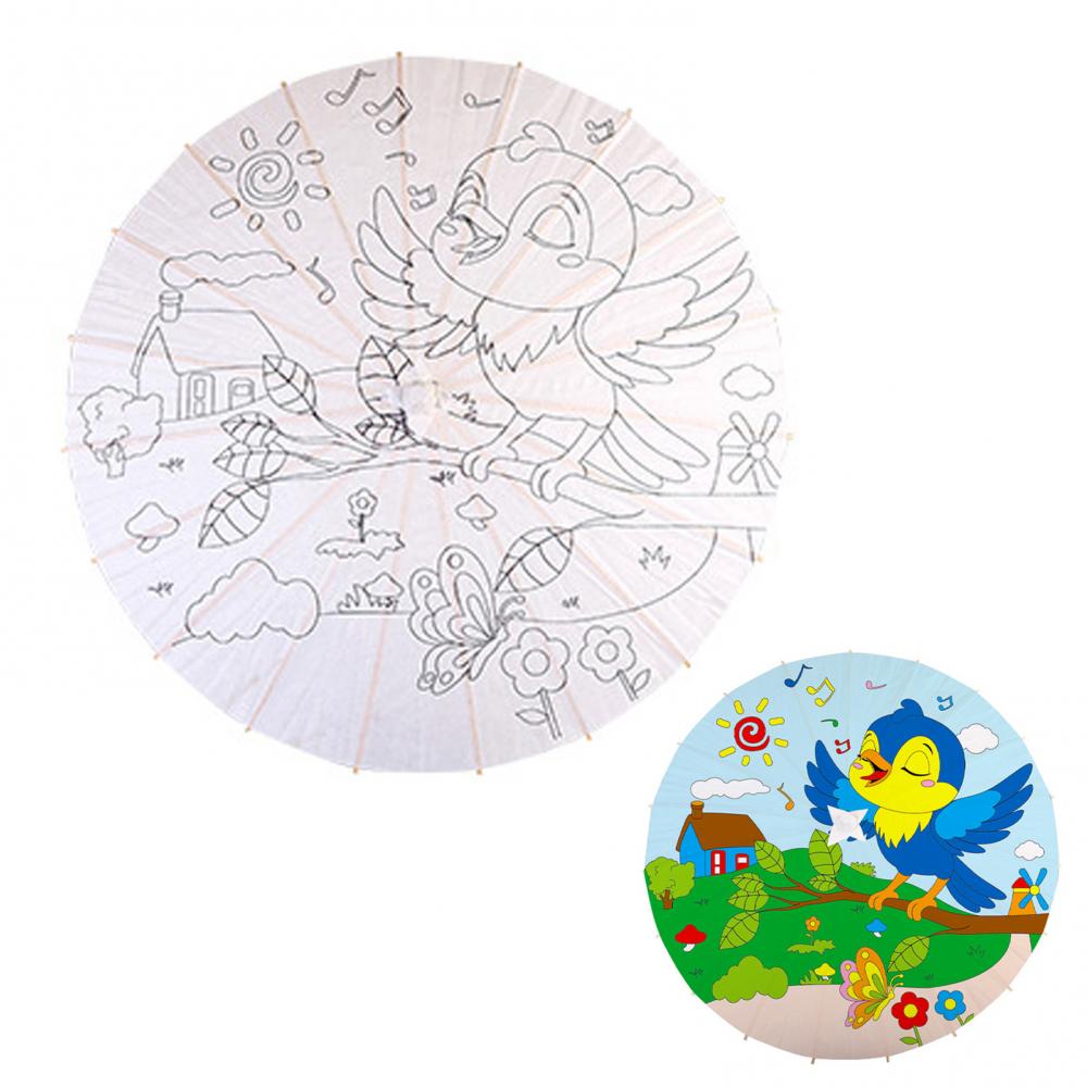 Chinese Umbrella Vintage DIY White Paper Umbrella Anime Painting Sunscreen Umbrella Photo Dance Props Ancient Cosplay Umbrella