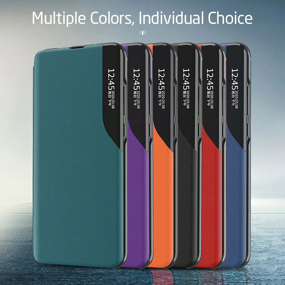 Window Magnetic Flip Phone Case For Samsung Galaxy S25 S24 S23 FE Ultra Plus + Book Leather Cover Holder Anti-fall Funda Coque