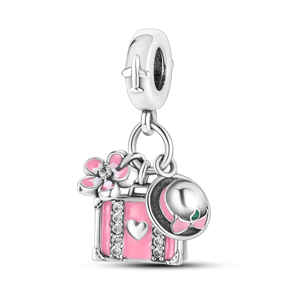 925 Silver Lipstick High Heels Charms For Lady Pendant Fit Original Bracelet DIY Ornament