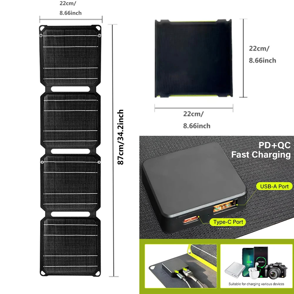 2000W ETFE portable solar charger Foldable Photovoltaic panel outdoor solar panels For iphone power bank station usb A C DC 12V