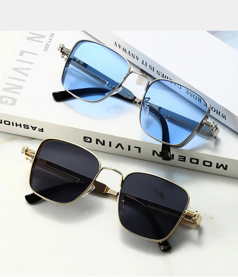 Men's Steampunk Sunglasses Personality Square Large Frame Men's Sunglasses Car sunglasses 8479