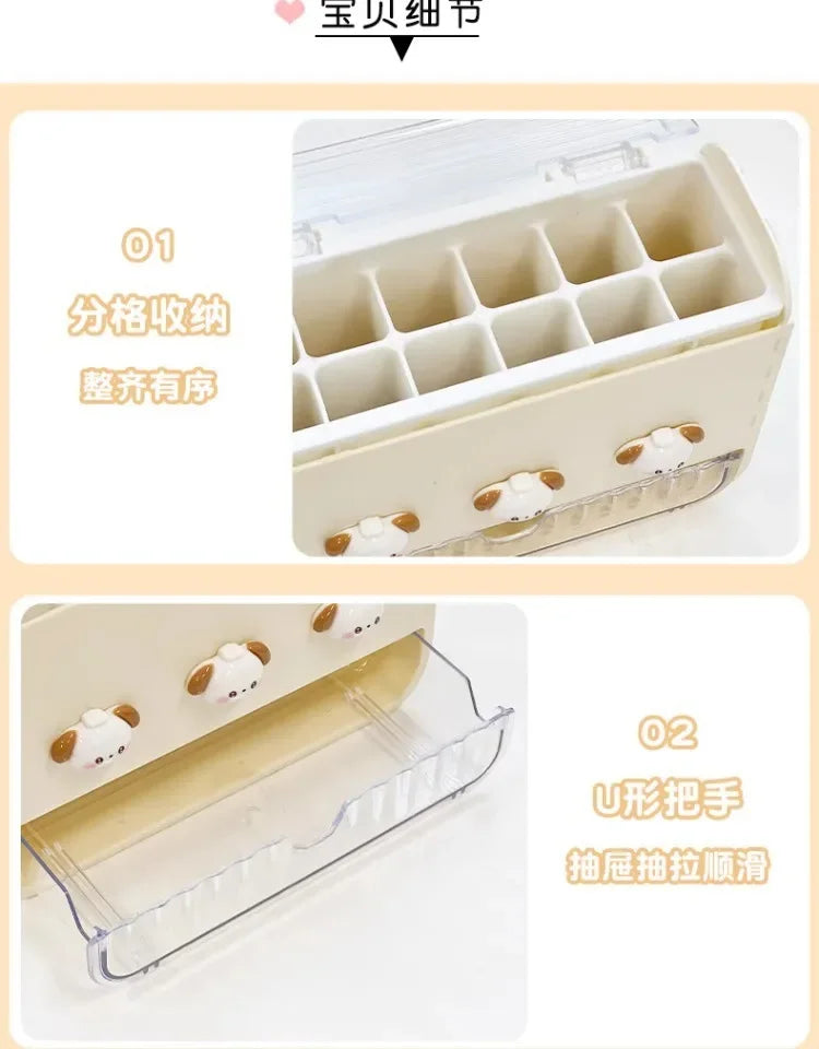 Makeup Lipstick Stand Case Desktop Cosmetic Organizer Storage Box Lipstick Dust-proof Display Stand Holder Cute Dressing Table