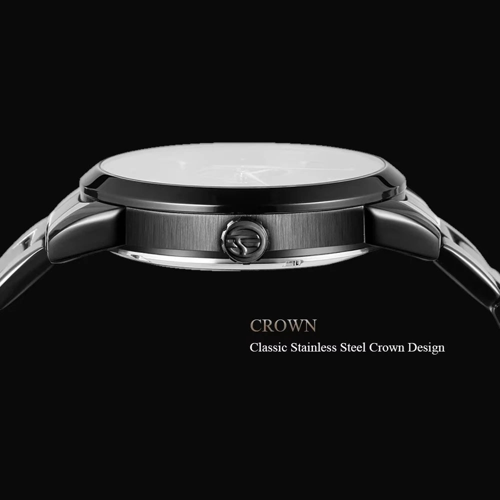 Forsining Men's Automatic Tourbillon Moon Phase Mechanical Watch Stainless Steel 3ATM Waterproof Luxury Design Business Style
