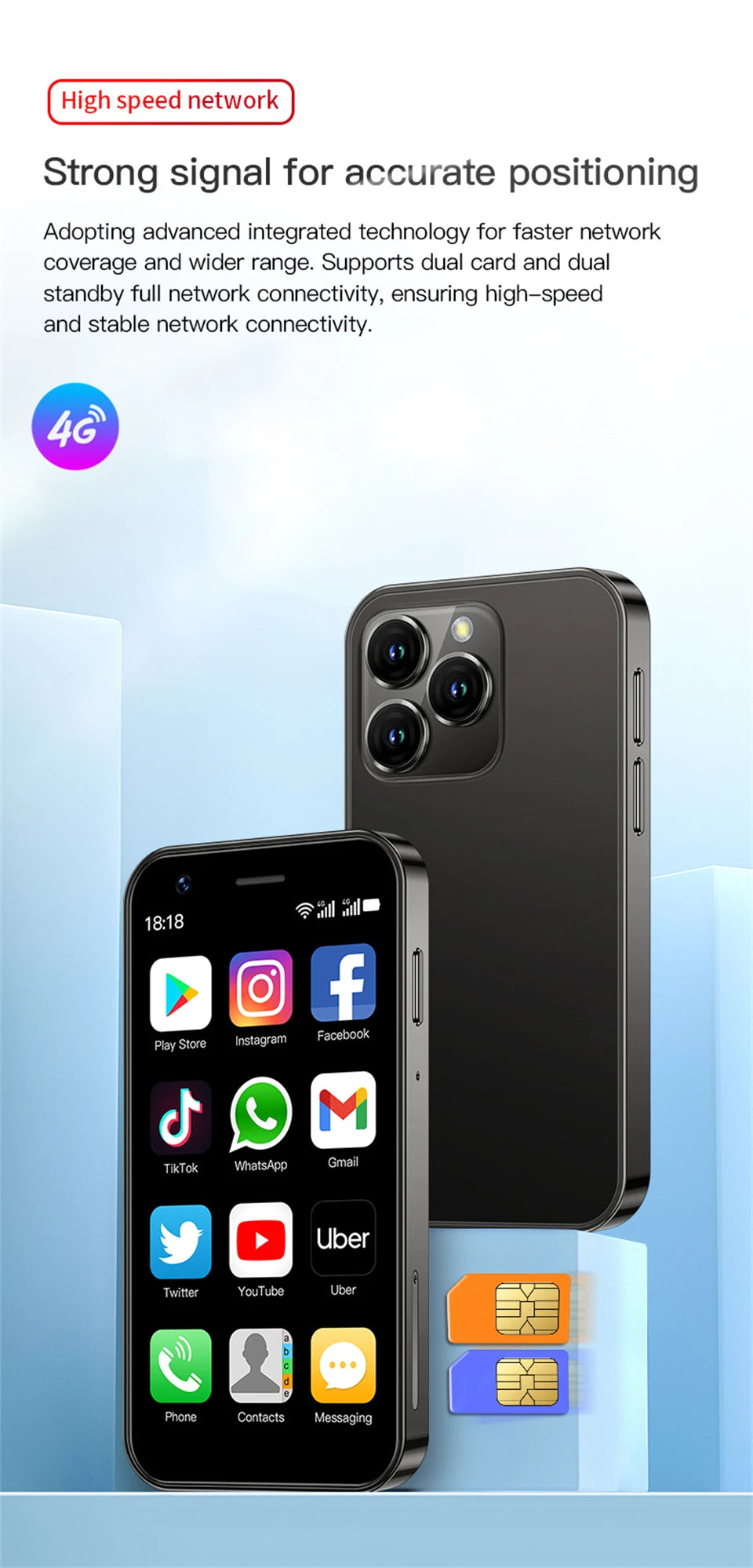 SOYES XS16 Americas Version 4G Network 3.0" Mini Smartphone 3GB RAM 64GB ROM Android 10.0 WIFI Bluetooth GPS Small Phone