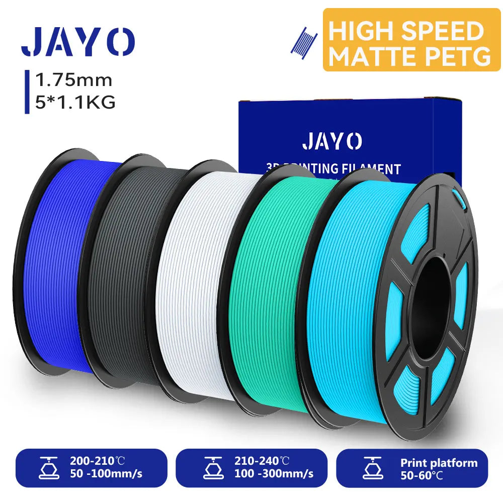 JAYO 5Rolls 3D High Speed Marble PLA/HS Matte PETG/HS PLA Filament 600mm/s High Speed 3D Printer Non-toxic Filament 1.1KG/roll