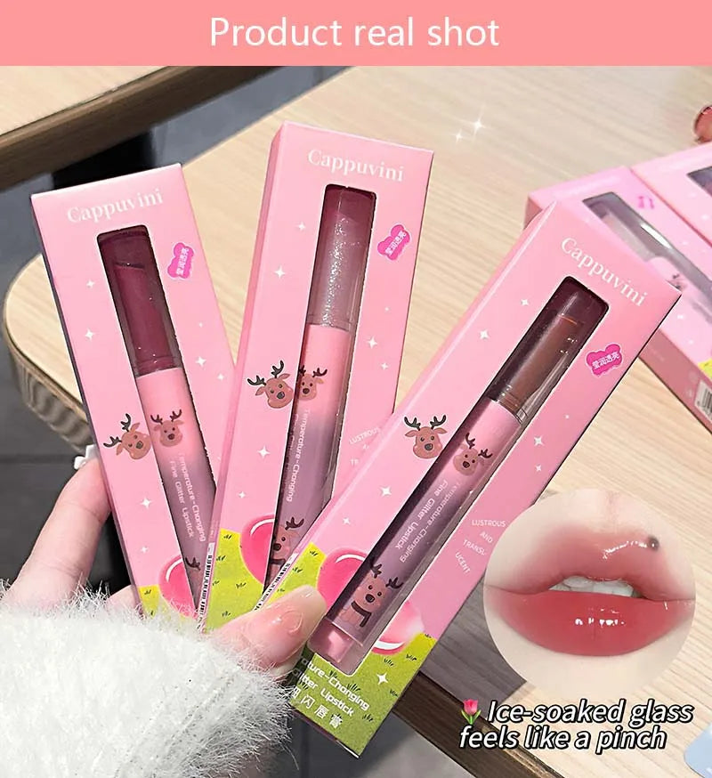 Shimmer Lip Jelly Pen Moisturizing Mirror Water Light Solid Lip Gloss Film-forming Non-Fading Gloss Lipstick Long-lasting Makeup