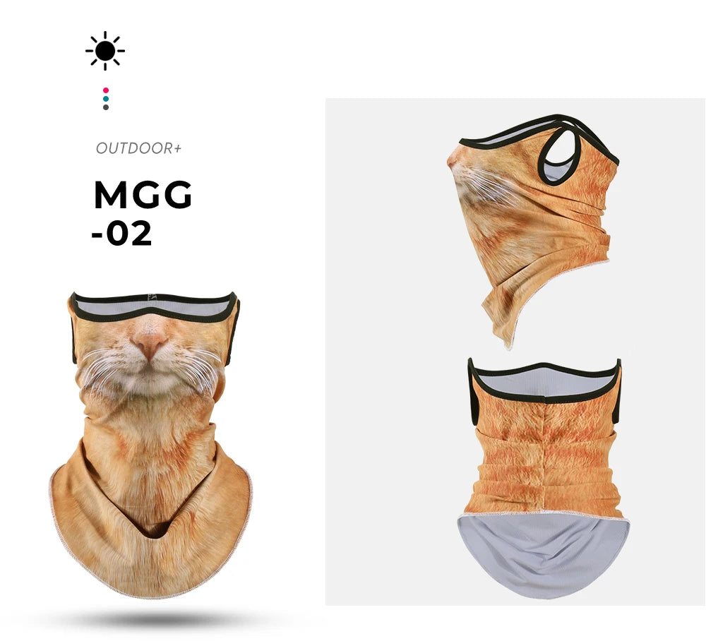 3D Animals Magic Scarf Bandana Breathable Neck Warmer Gaiter Hanging Ear Outdoor Sports Triangle Face Mask Neckerchief Summer