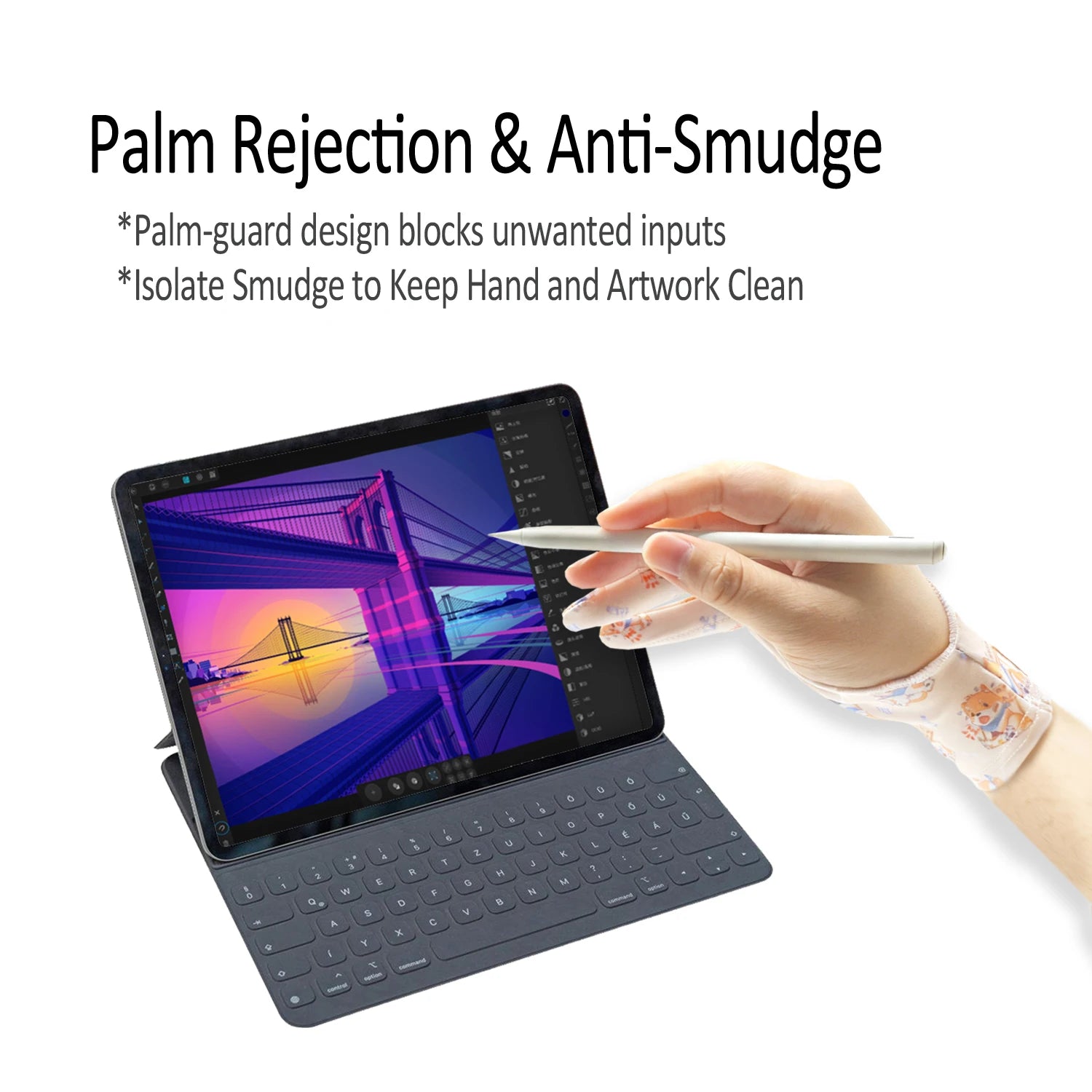 Three-layer Non-slip Glove for iPad/Graphics Drawing Tablet HUION /WACOM/XP-PEN, Drawing Glove for sketching Paiting Art Student