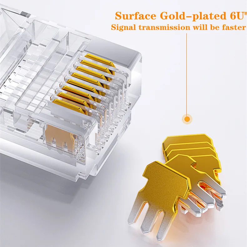 Rj45 Cat5e Connector Crystal Unshielded RJ45 Ends UTP 8Pin Modular Network Plug Connectors for Solid Stranded UTP Network Cable