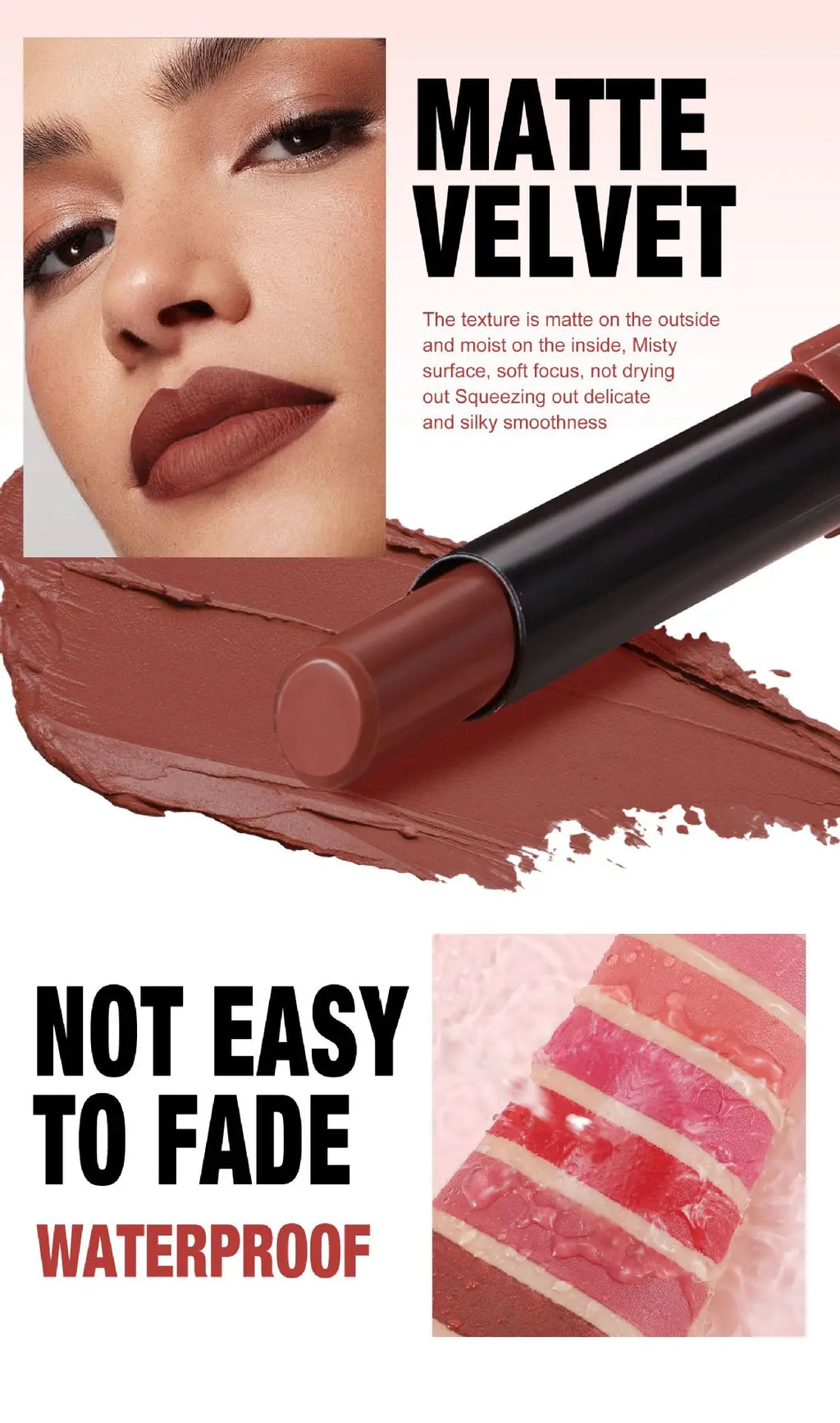 Women's Velvet Matte Lipstick Long-Lasting Non-Stick Cup Waterproof Nude Deep Red Lipstick Makeup 6 Colors Sexy Red Lip Gloss