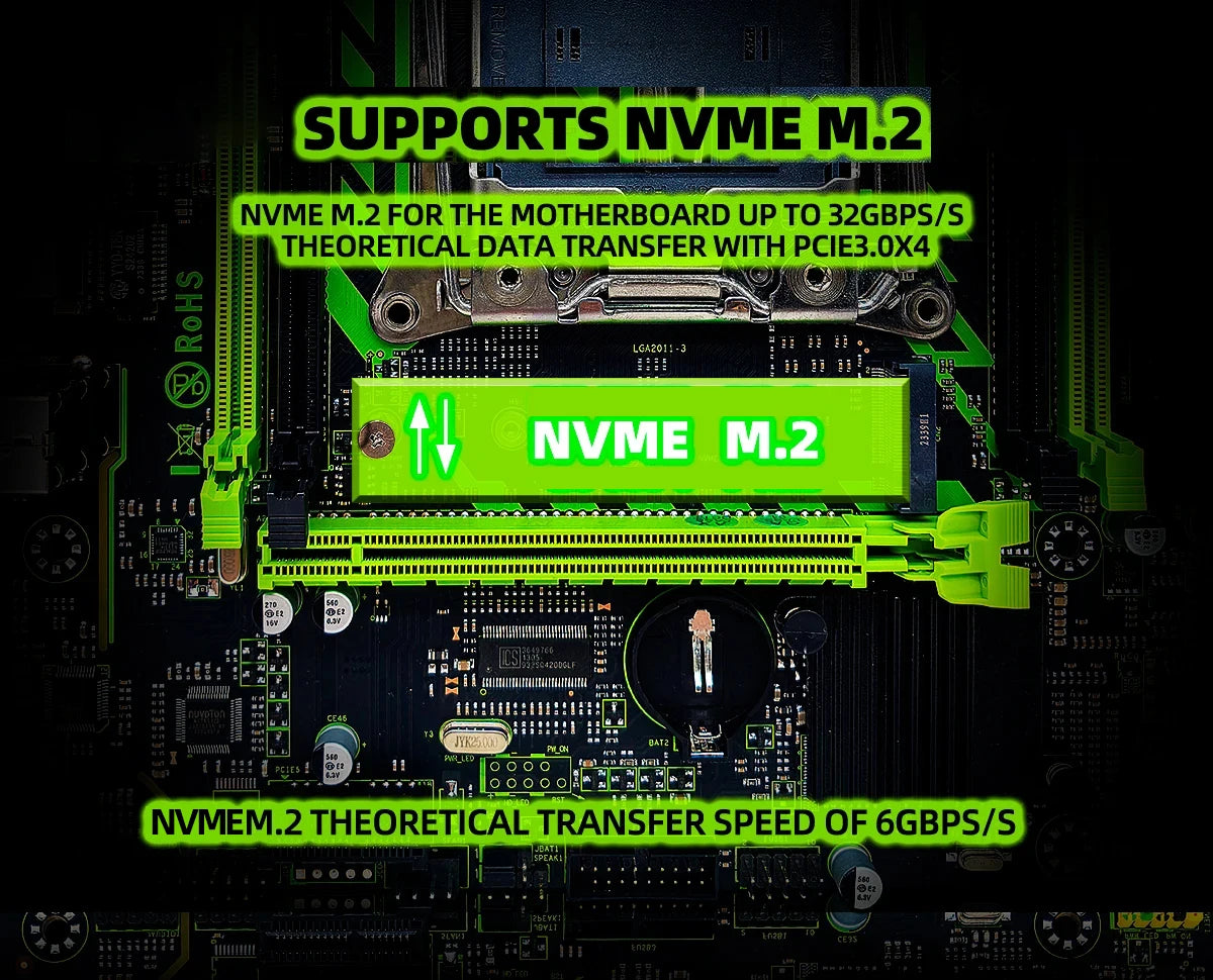 ZSUS X99-8D4 Motherboard Set Kit With LGA2011-3 Xeon E5 2650 V3 CPU DDR4 16GB (1*16GB) 2133MHZ RAM Memory NVME M.2 SATA