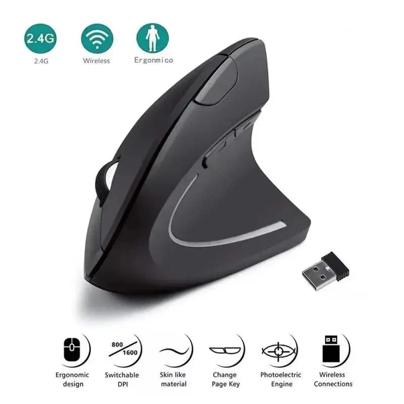 Vertical Ergonomic Gaming Mouse Wireless Rechargeable Gamer Mouse Kit Optical 2.4G Mouse For PC Laptop Computer Desktop USB Mice