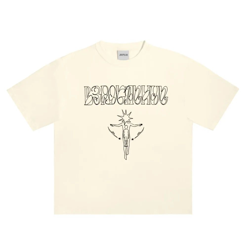 Harajuku Oversized Streetwear Men's Tshirt Growing Up Graphic Print Y2k Short Sleeve Top Tee Hip Hop Korean Cotton Goth Clothing