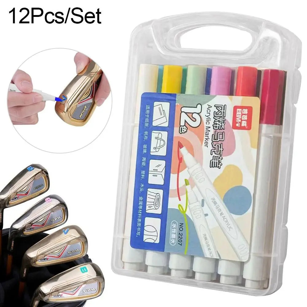 12Pcs/Set Golf Club Color Changing Pen Acrylic Ink Pen With Strong Sunscreen Waterproof Covering Power Golf Accesoires Golf Pen