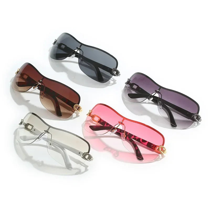 2025 New Fashionable Luxury Women's Sunglasses Retro Neutral Metal Frame Integrated Simple and Elegant UV400 Sunscreen Glasses