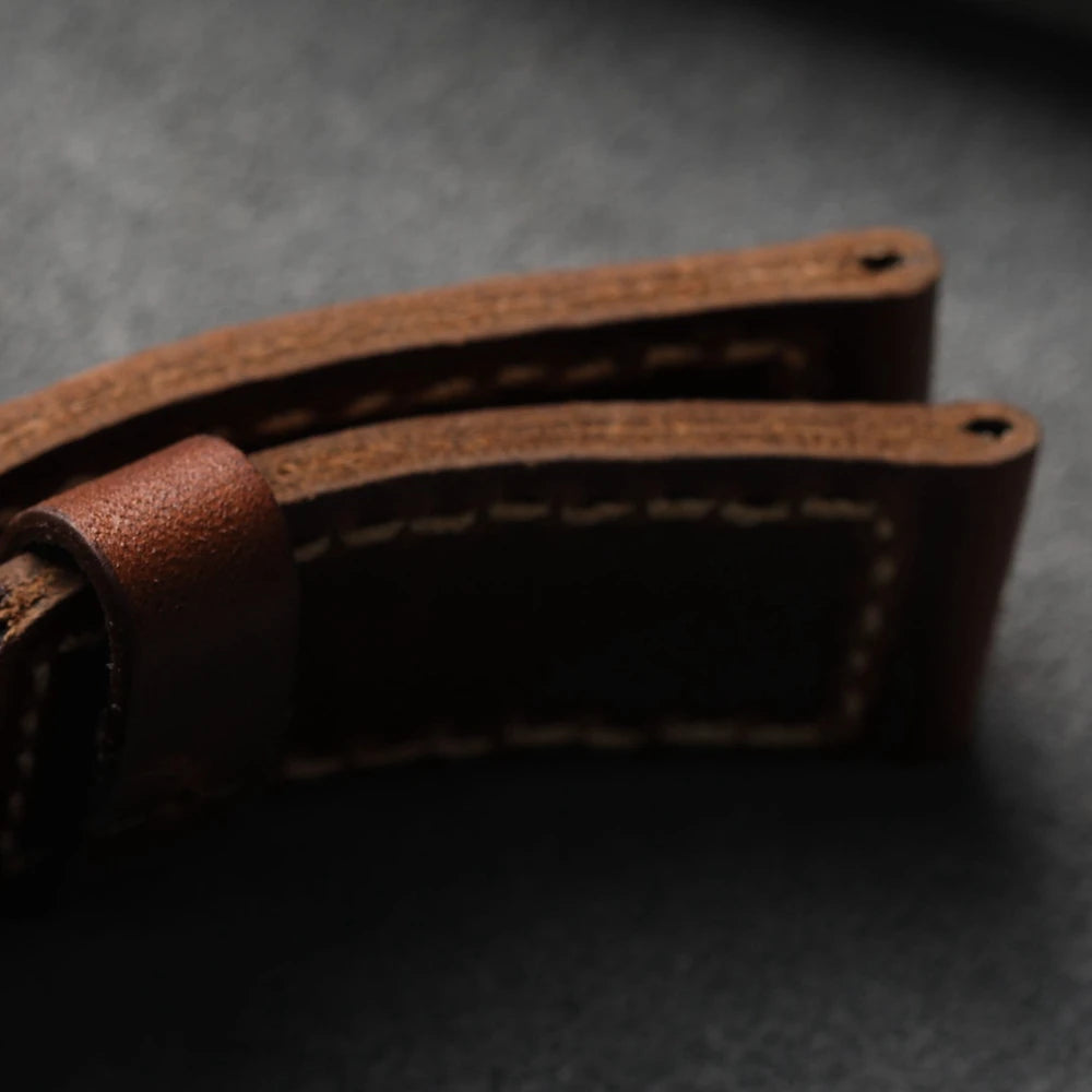 Handmade Layer Cowhide Leather Strap Suitable For Bronze Watchband 20 22 24 26MM Thickened sSoft Leather Retro Style Men Bracele