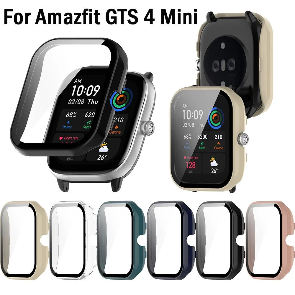 For Amazfit GTS 4 Mini PC Tempered Glass Smart Watch Screen Protector Bumper Shell