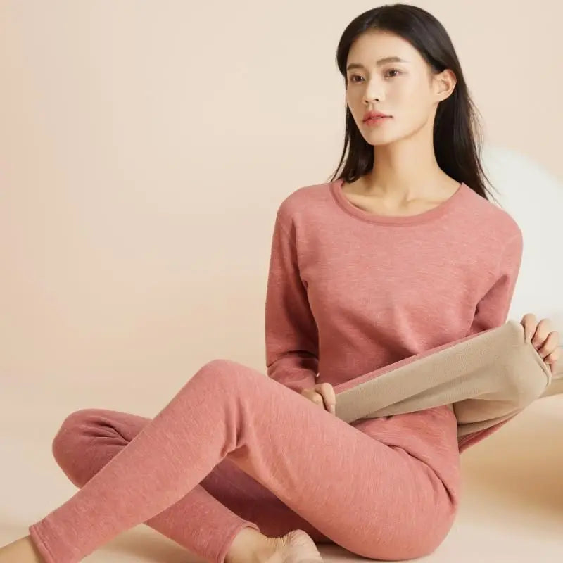Winter Thermal Underwear Set Men Women Thickened Keep Warm for Cold Weather Long Sleeve Thermos Underwear Bottoming Top Pants