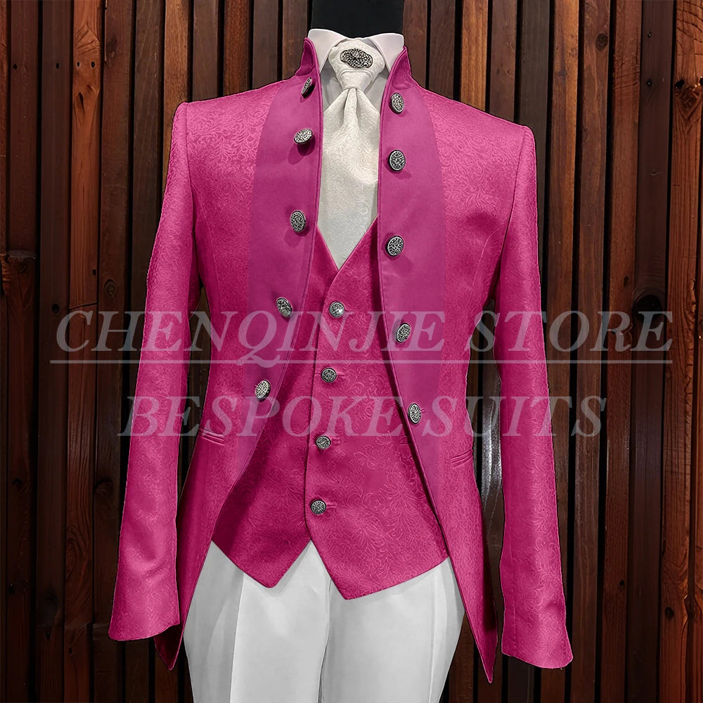 Formal Jacquard Men's Suits Elegant Wedding 3 Piece Jacket Pants Vest Blazer High Quality Full Sets Costume Homme Blazer 2025