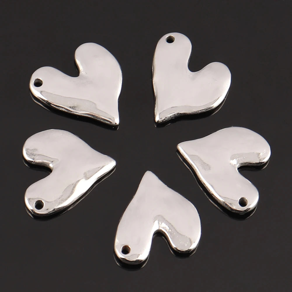 5pcs Stainless Steel Charms Heart Charms for Jewelry Making Heart Shaped Pendant Handmade Bracelets Earrings Diy Accessories