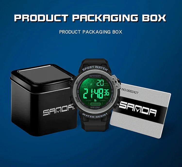 SANDA 2140 Watches Alarm Clock Chrono 5Bar Waterproof Digital Watch reloj hombre New Fashion Outdoor Sport Men Multifunction
