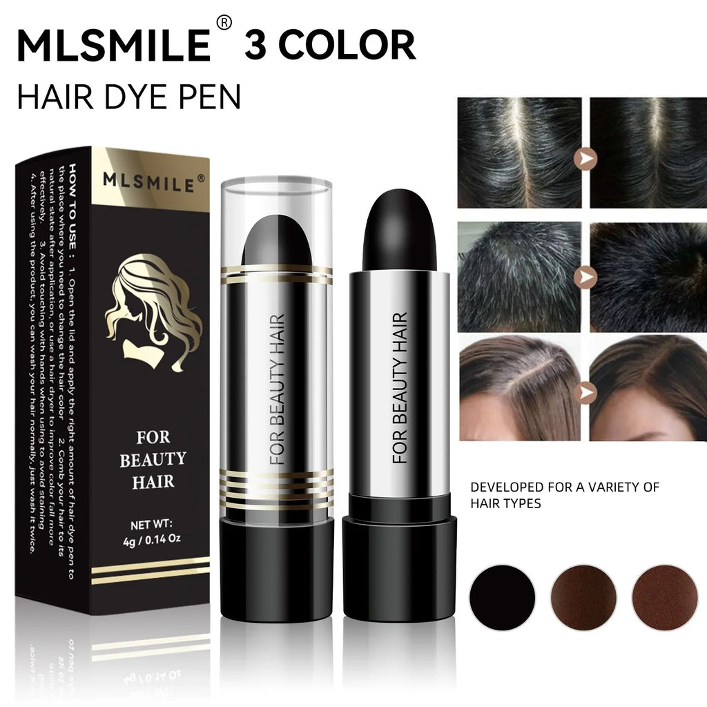 Black Brown Disposable Temporary Hair Dye Pen Lipstick Style White Hair Coverage Hair Coloring Dyeing Chalk Quick Hair Color Dye