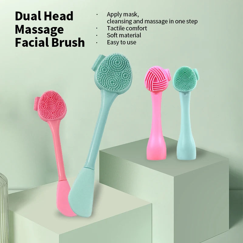 Facial Silicone Brush Face Massage Cleaning Tool Double Sided Exfoliator Pore Blackhead Removal Cleanser Skincare Brushes