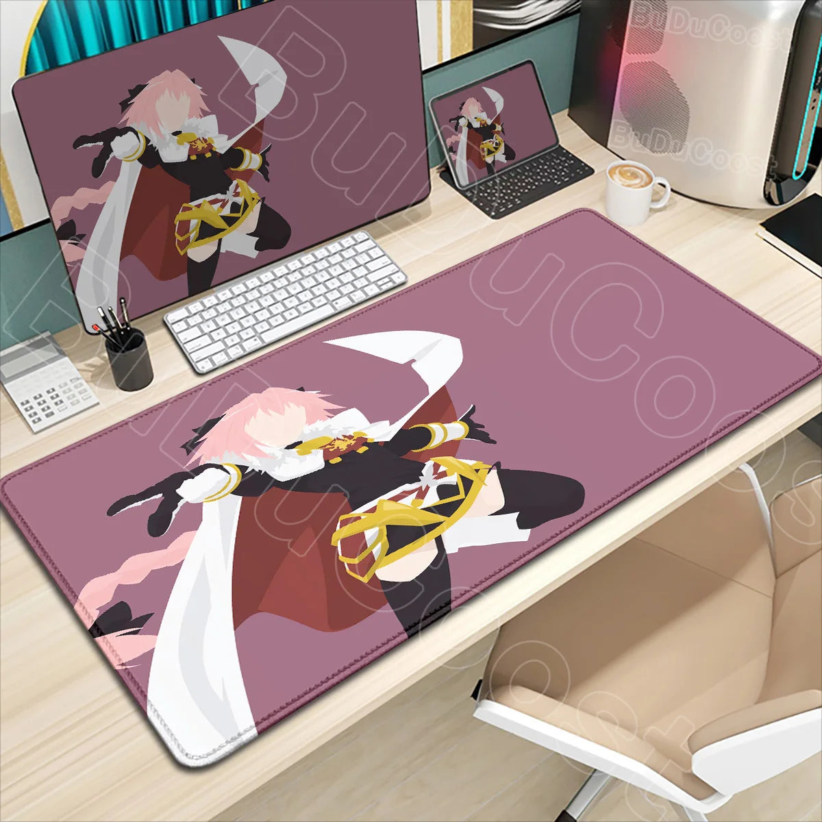 Astolfo Mousepad HD Print Anime Girl Computer Gamer Locking Edge Non-slip Rubber Mouse Pad Keyboard PC Desk Pad Table Decoration