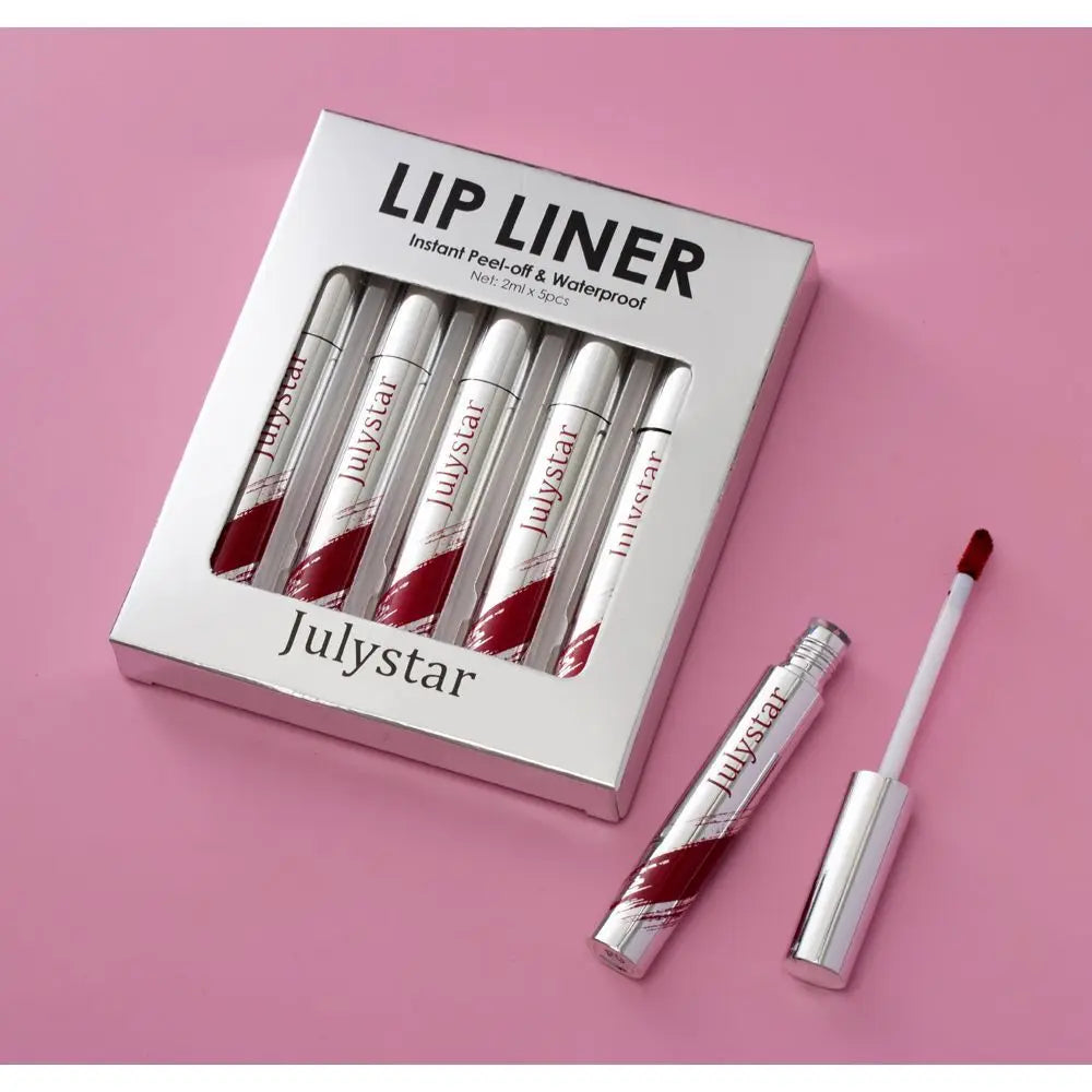 5pcs Peel Off Lip Liner Pen Set, Long-lasting Waterproof & Smudge-proof Peel Off Lip Liner Stain,Peel Off Lipstick Natural Lip