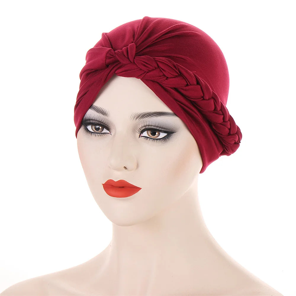 New Women Velvet Turban Hat Muslim Twist Solid Color Hijab Chemo Cap Head Wrap Headscarf Beanies Bonnet Headscarf Turbante Mujer